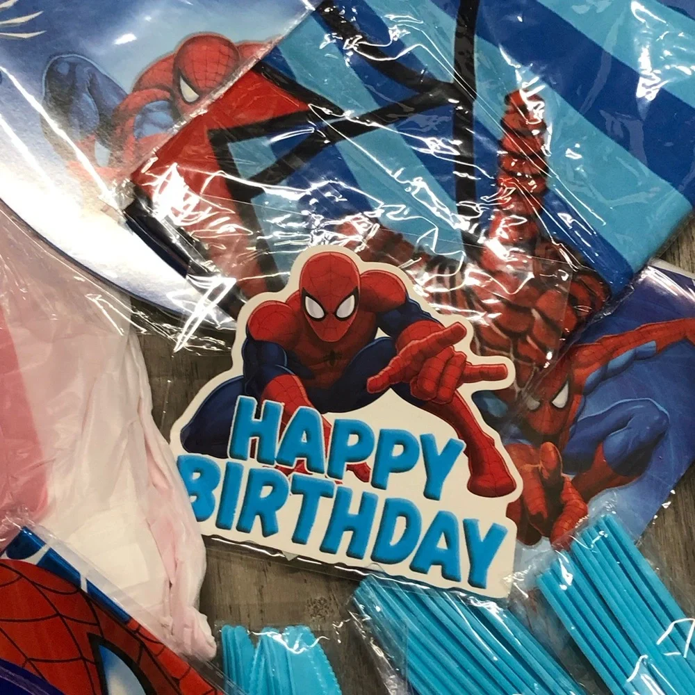Spiderman Themed Party Supplies Set - Red and Blue